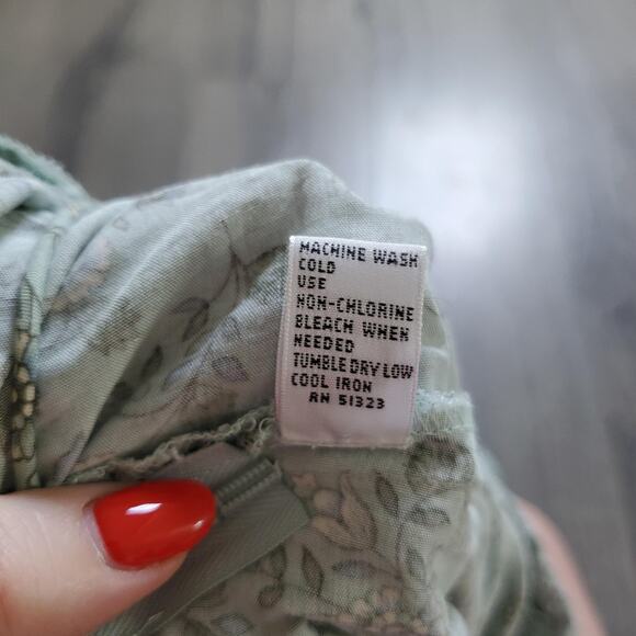 90s Y2K Babydoll Maxi Dress Womens 14 Green Forest Fairy Coquette Floral Whimsy - Picture 10 of 13